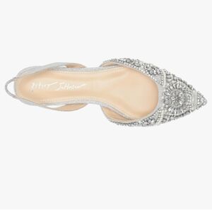 Betsey Johnson Blue Molly Embellished Slingback Flats - Size 7.5 VGUC Bridal